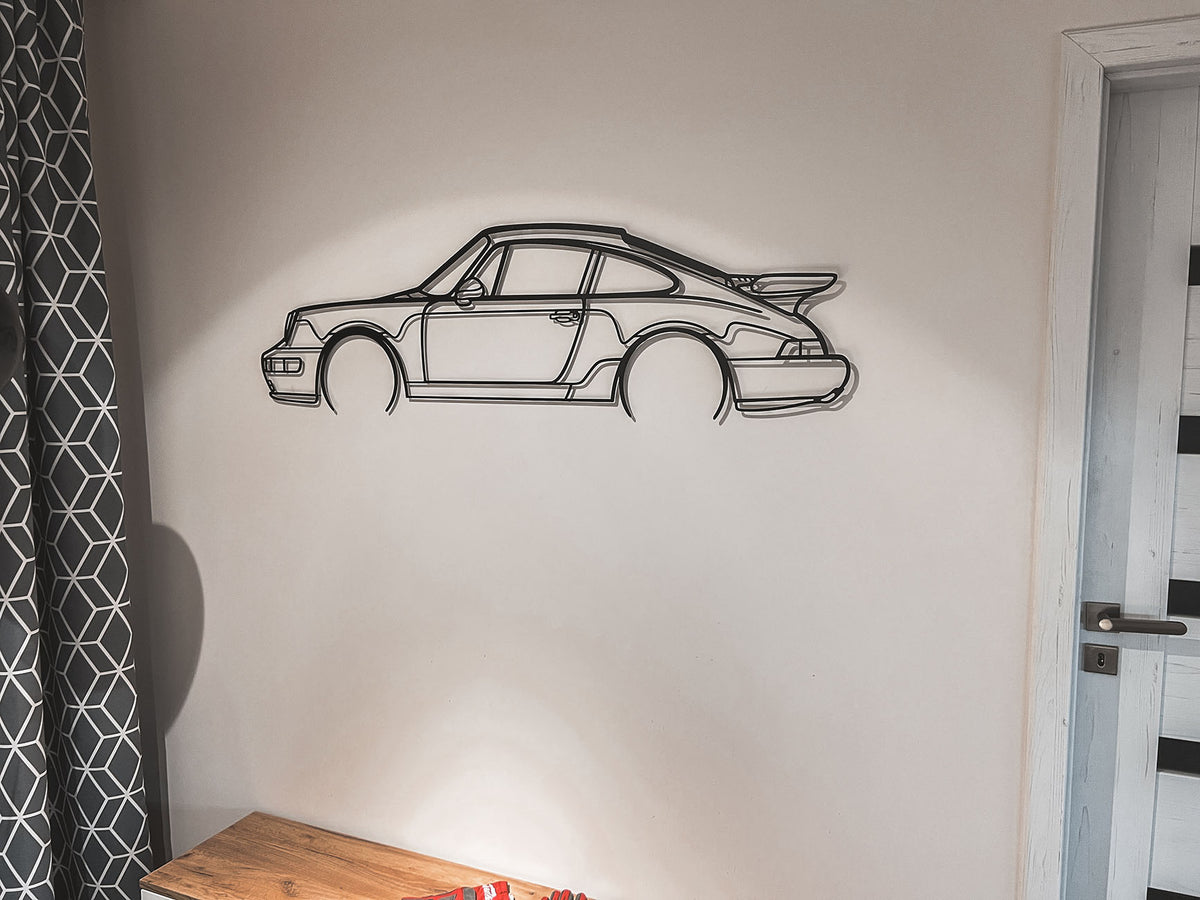Porsche 911 Turbo model 964 Silhouette Metal Wall Art